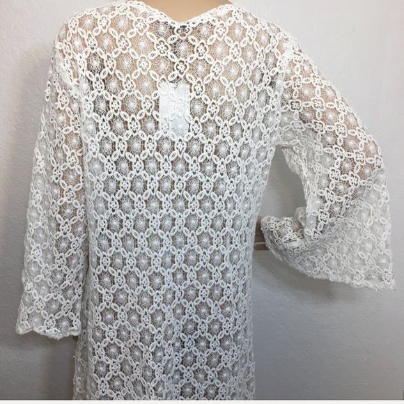 Coven & Co. White Cotton Lace Kimono/Robe - Picture 11 of 16